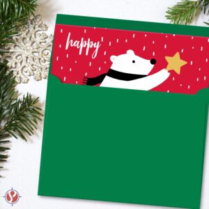 Blank Red A2 (4.25" x 5.5") Cards with Green Envelopes – Great for Customized and Personalized Holiday, Christmas and New Year Greetings, Party Invitations, Thank You Cards and Announcements – 25 SETS