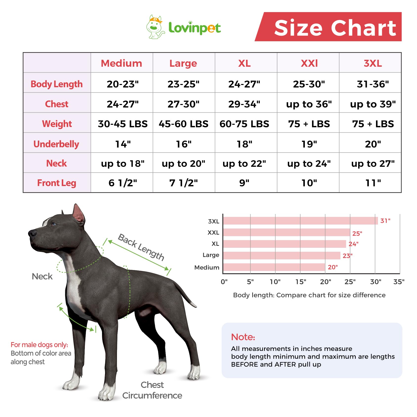 LovinPet Dog Surgical Recovery Suit Male - Surgery Suit for Dogs Female & Male Anti-Licking Protection Full Body Coverage for Anti-Shedding