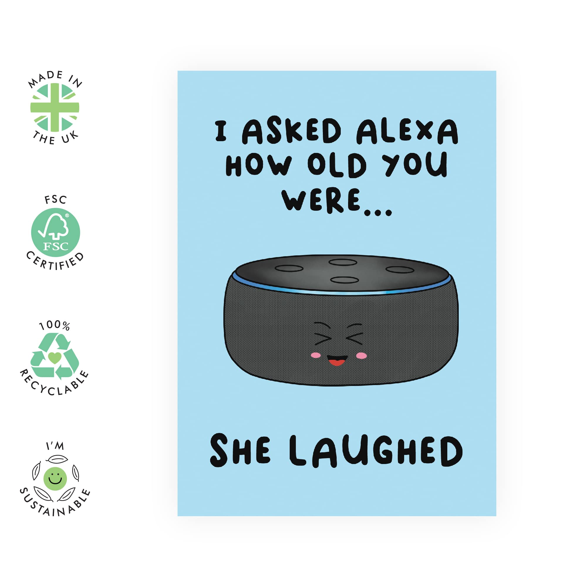 CENTRAL 23 Birthday Cards for Men - Alexa Birthday Card - Funny Greeting Cards for Women - Mom Birthday Card - 30th 40th 50th 60th Gifts for Dad - Comes With Fun Stickers