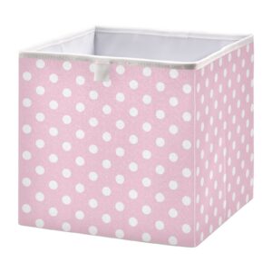 kigai polka dot pink cube storage bins - 11x11x11 in large foldable storage basket fabric storage baskes organizer for toys, books, shelves, closet, home decor