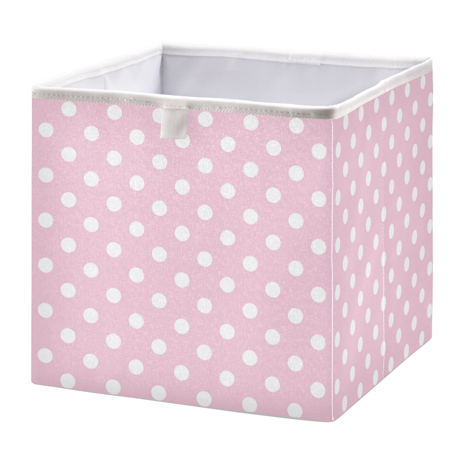 Kigai Polka Dot Pink Cube Storage Bins - 11x11x11 In Large Foldable Storage Basket Fabric Storage Baskes Organizer for Toys, Books, Shelves, Closet, Home Decor