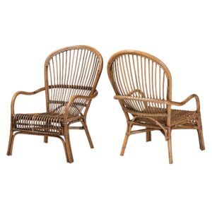 baxton studio varali chair, set of 2, natural brown