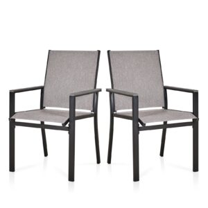 meooem patio dining chairs set of 2, outdoor patio chair textilene metal chairs weather resistant modern furniture for garden backyard