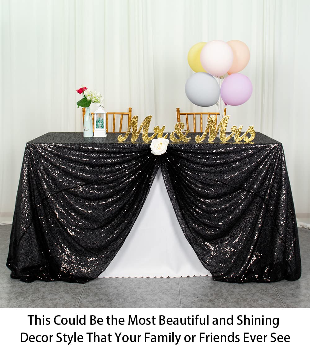 ShinyBeauty Black Sequin Tablecloth 72x72-Inch Square Table Cloths Sequin Table Overlay for Round Table Black Sequin Fabric Tablecloth Cover for Wedding/Party/Bridal Shower/Birthday/Halloween Decor