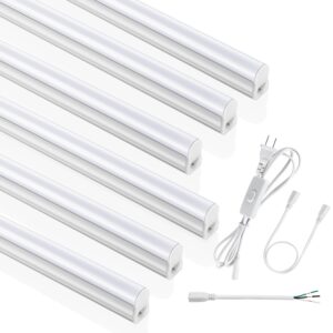 sunlinkco (6 pack) 4ft t5 led integrated fixture, 6500k,20w,2300lm(super bright white) linkable led shop light,garage light,ceiling and cabinet light,strip light,corded electric with on/off switch