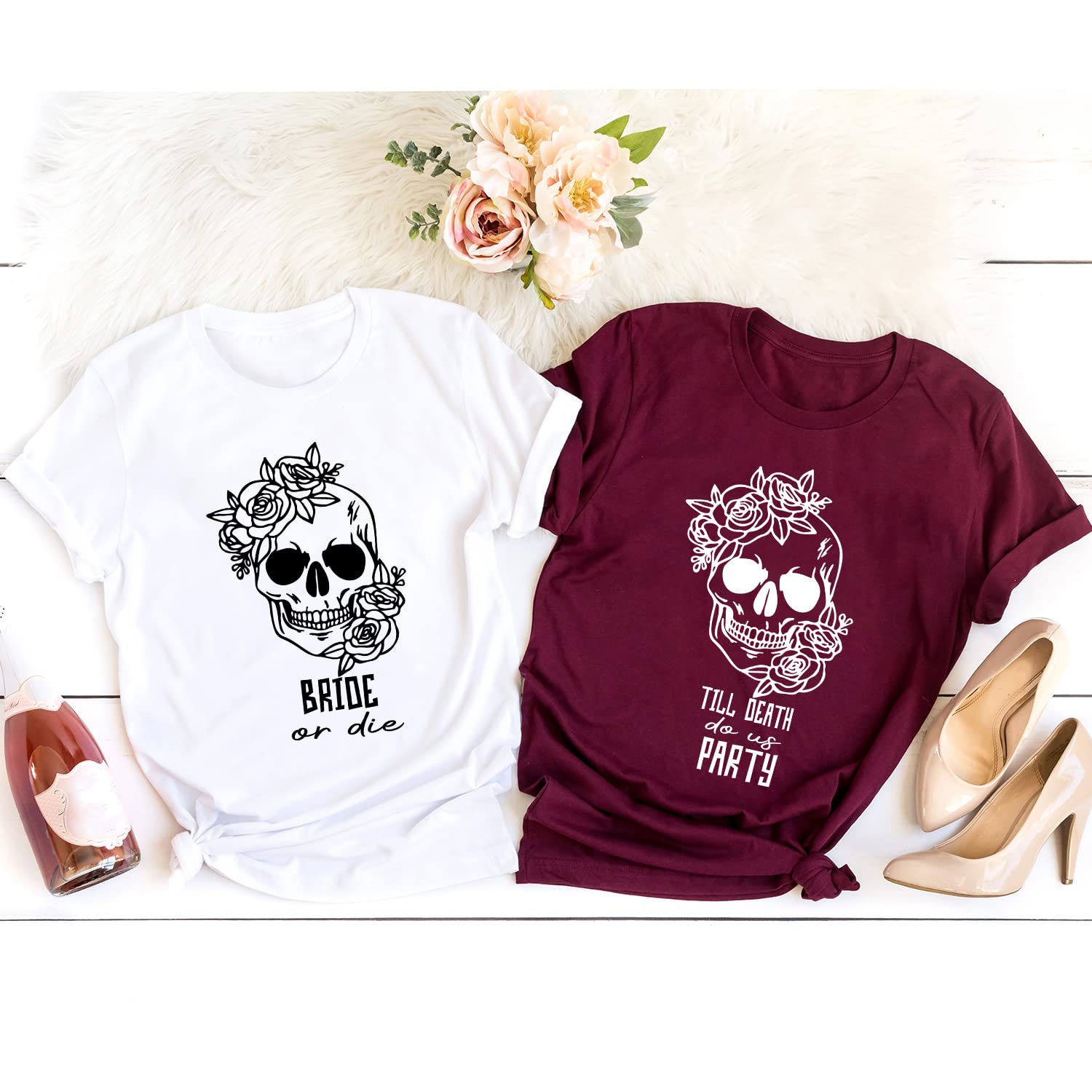 DT POD Bride Or Die Till Death Do Us Party Shirt, Halloween Funny Bachelorette Party Shirts, Bride Squad Shirts, Bridesmaid Shirts (Design 4)