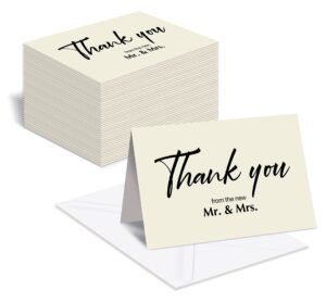 better office products 120 pack wedding thank you cards with envelopes, thank you cards from the new mr and mrs, 4 x 6 inch, blank cards, wedding thank you notes, 120 count boxed set