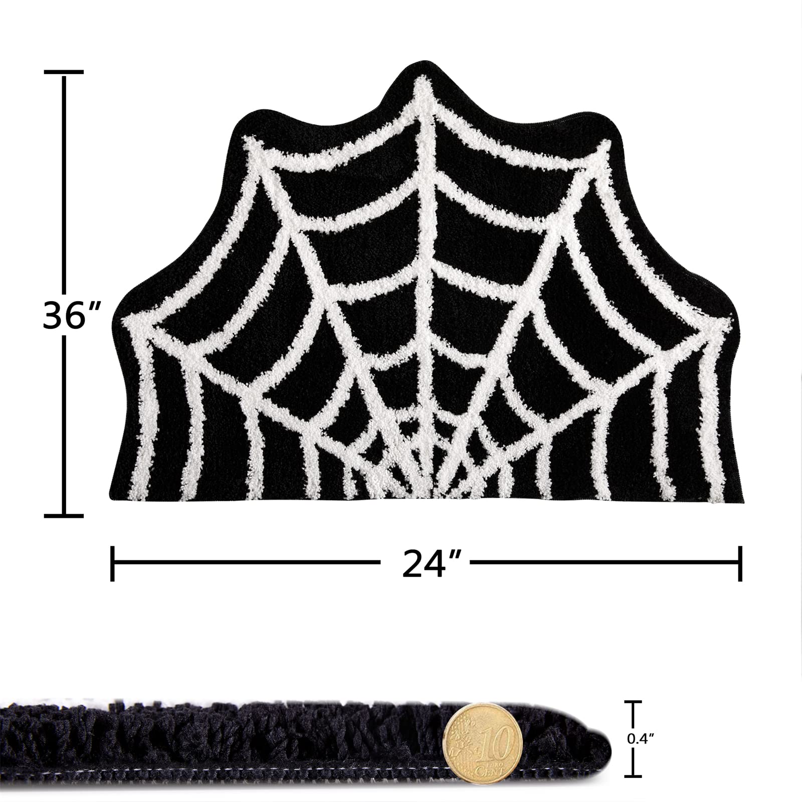 Estmy Gothic Rug Spider Web Indoor Halloween Rug 2x3, Plush Gothic Cute Fun Halloween Bathroom Rugs Non Slip Kitchen Rug Washable, Halloween Throw Area Rugs for Front Door Porch Indoor Doormat