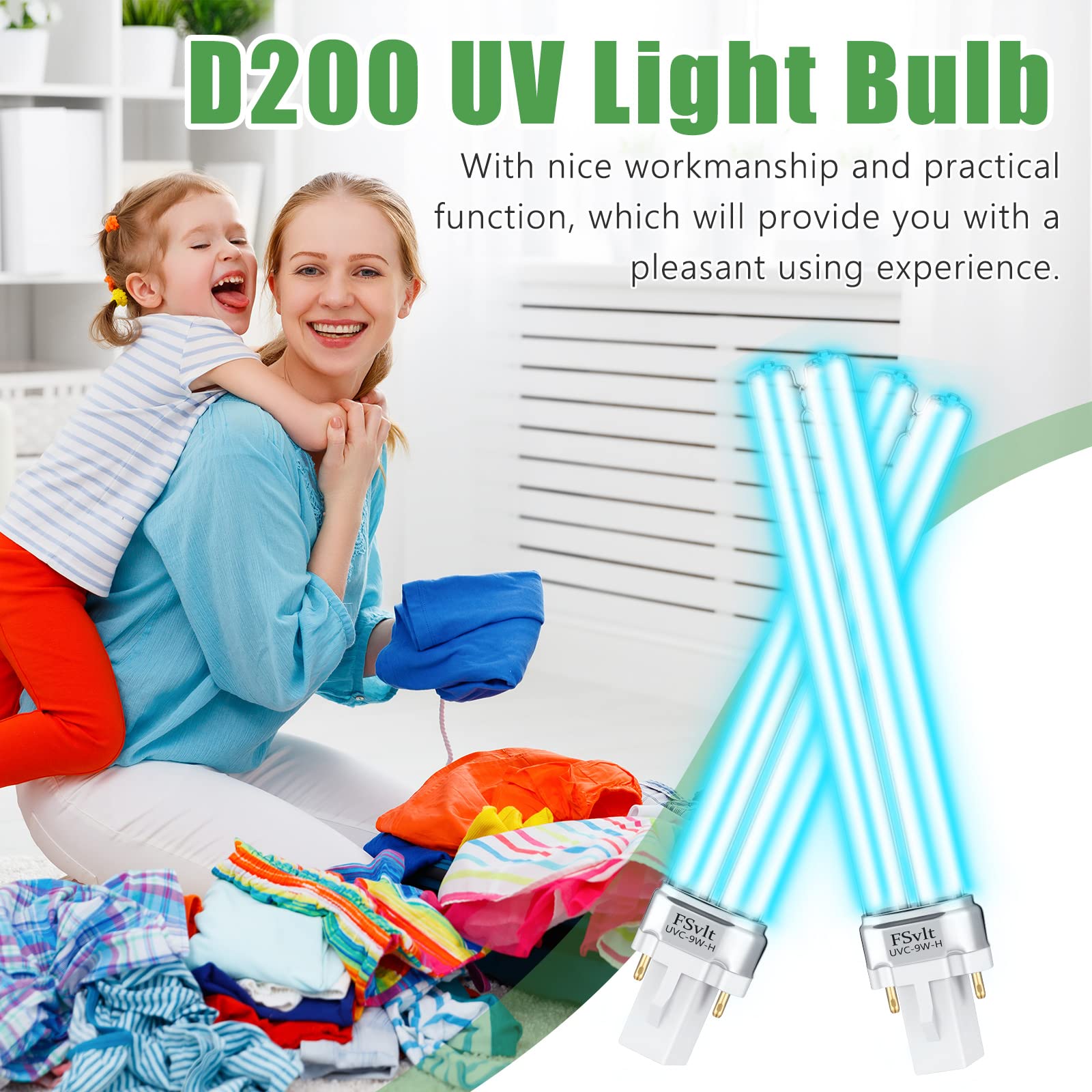 Kittmip UV Light Bulbs 9 Watt UV-C G23 2 Pin Base Bulb Replacement Lamp Air Purifiers Replace UV Bulb Compatible with UVE9 CF400 CF500 UVCP-9 JUP-01 303B 304B D200 R18 R18D R2000 (4 Pieces)