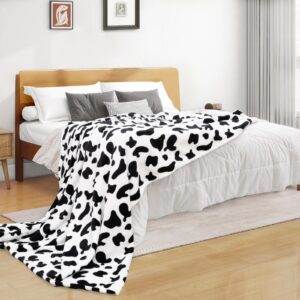 inhand Cow Print Blanket, Fuzzy Baby Girl Cow Print Throw Blankets for Couch, Kids Fleece Throw Blanket, Soft Warm Plush Cow Toddler Blanket for Boys, Flannel Throw Blankets for Children, 40''x60''