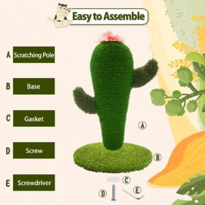 AUSCAT Cat Scratching Post, Cute Cactus Scratching Post, Nature Sisal Cat Scratcher for Indoor Cats and Kittens