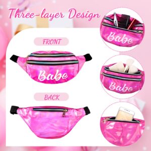 7 Pcs Bride Fanny Pack Bachelorette Bridesmaid Pack Holographic Belt Laser Waist Bag with Adjustable Belt for Women Wedding Bridal Shower Party Favors