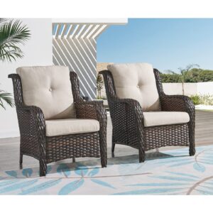 HUMMUH Outdoor Furniture 5 Pieces Patio Furniture Set Wicker Outdoor Sectional Sofa with 2 Patio Chairs,Ottomans