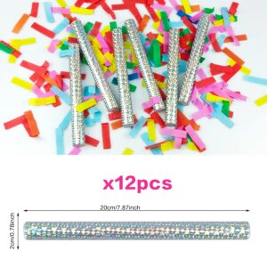 12 Pack Colorful Confetti Wands Handheld Confetti Flick Flutter Sticks Confetti Poppers for Wedding Birthday Graduation Baby Shower Anniversary Christmas New Year's Party Celebrations Supplies