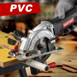 Eastvolt Mini Circular Saw, 20V Cordless Circular Saw with Scale Ruler, Dust Exhaust Pipe, Max Cutting Depth 1-11/16"(90°), 1-1/8"(45°), 4-1/2" 24T TCT Blade for Wood and Plastics