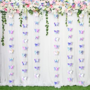 3d butterfly hanging garlands butterfly laser paper party streamers decoration for wedding home party birthday decorations butterfly baby shower decorations (8 pieces)