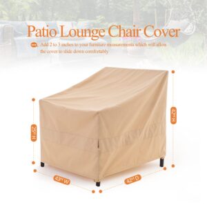 WJ-X3 Patio Chair Cover, Outdoor Lounge Cover, Heavy Duty, Waterproof Lawn Chair Covers, 43W x 42D x 42H, Beige, 2-Pack