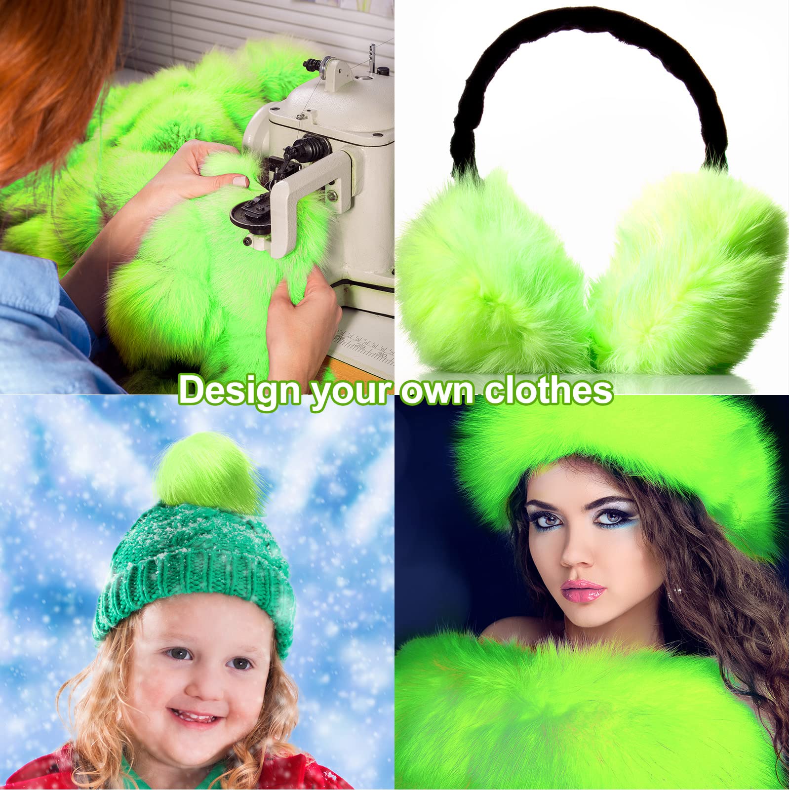 360 Inches Shaggy Plush Fake Fur Fabric Green Precut Faux Fur Strips Craft Fluffy Fuzzy Rolls of Fur 2" x 59" 4" x 59" DIY Faux Fur Ribbon for Gnomes Beard Hair Cosplay Costume Dwarf Decoration