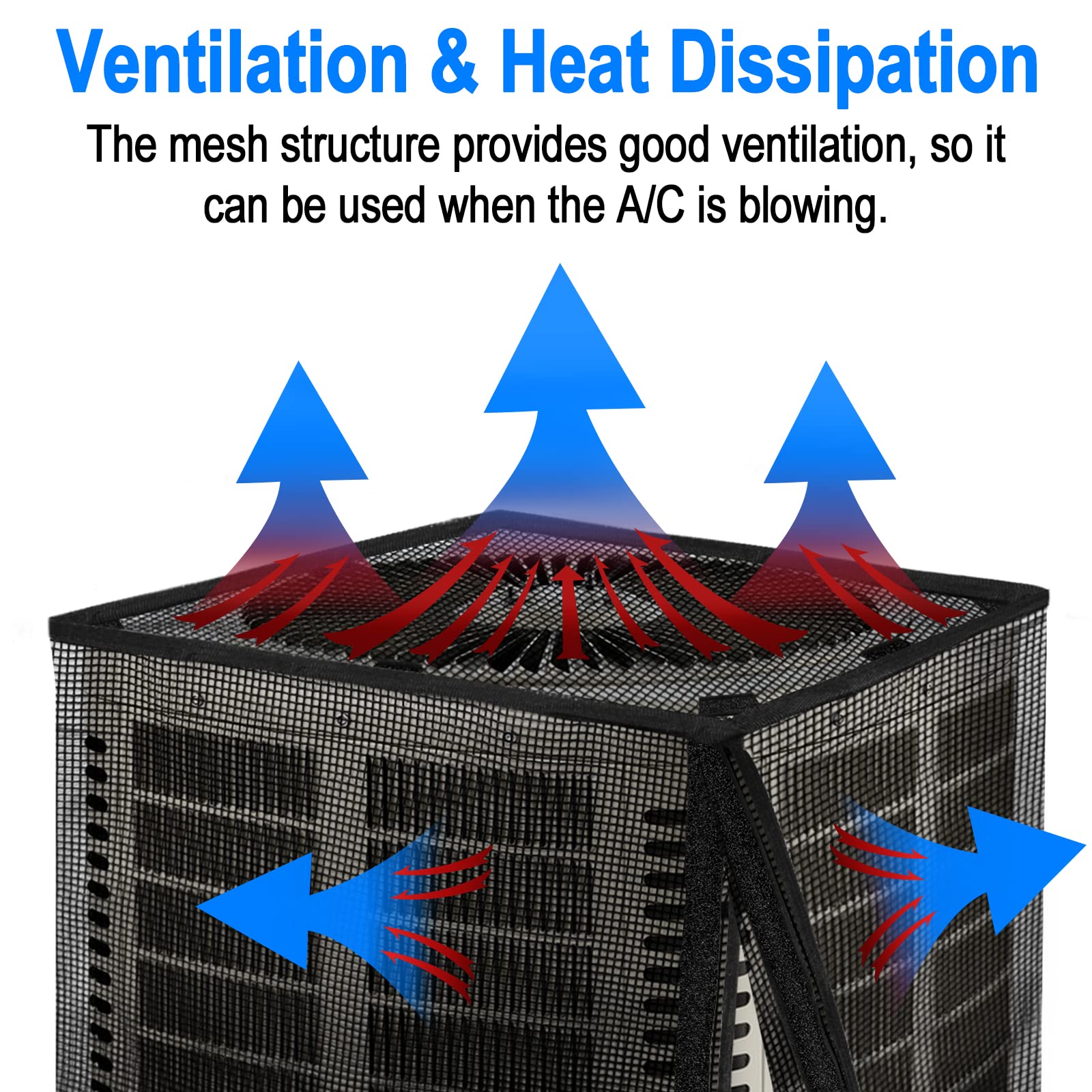 Air Conditioner Cover for Outside Unit, TRELC All Seasons Full Mesh AC Cover with Detachable Waterproof Top, Outdoor Winter Air Conditioner Cover Against Cottonwood, Leaves (31.5" x 31.5" x 35.4")