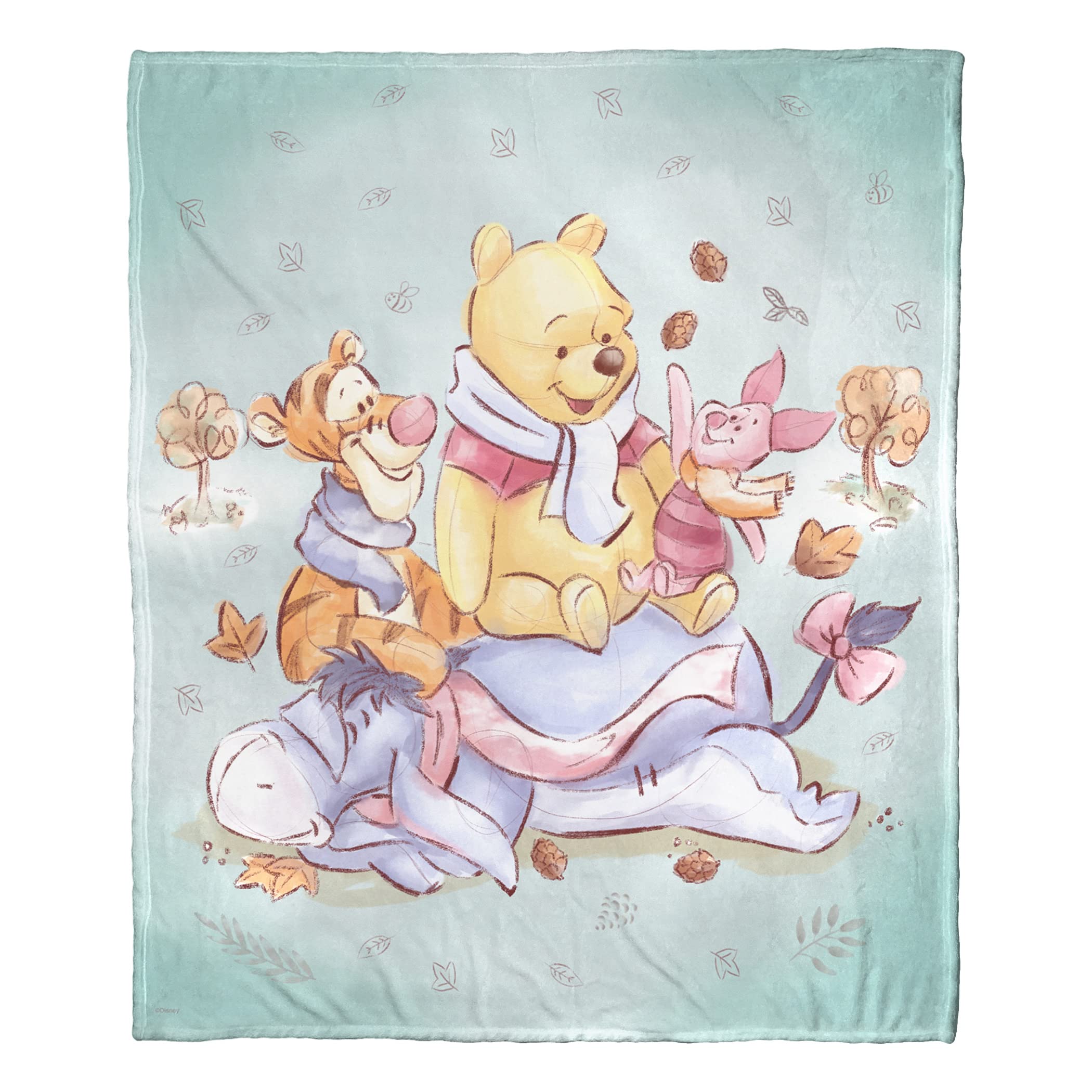 Northwest Winnie The Pooh Silk Touch Throw Blanket, 50" x 60", Autumn Happiness