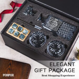 PONPUR Boss Gifts for Men, Decanter Set with Stones & Glasses, Best Boss Day Birthday Gift, Office Farewell Gifts for Boss, Mentor, Manager, Leader, Unique Christmas Presents