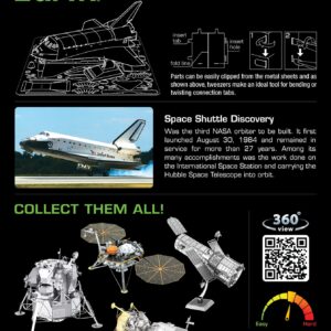 Metal Earth Fascinations Space Shuttle Discovery Color Version 3D Metal Model Kit Bundle with Tweezers