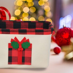 A Tisket A Tasket Christmas Gift, Christmas Decoration Storage Basket with Handle for Holiday Christmas Halloween, Christmas Surprise Pattern Large Collapsible Storage Box for Living Room 13"