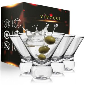 vivocci unbreakable tritan plastic stemless martini glasses set of 4 10 oz - shatterproof & heavy base - reusable - ideal for cocktails & margaritas - dishwasher safe - premium quality bar glassware