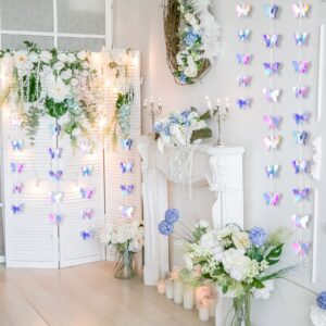 3D Butterfly Hanging Garlands Butterfly Laser Paper Party Streamers Decoration for Wedding Home Party Birthday Decorations Butterfly Baby Shower Decorations (8 Pieces)