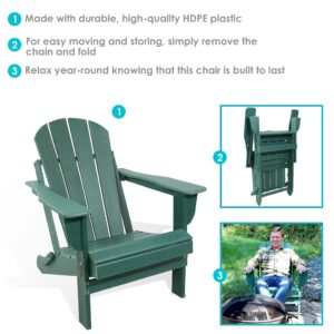 Sunnydaze Folding All-Weather Adirondack Chair - for Patio or Yard - 300-Pound Capacity - 34.5-Inch - Green