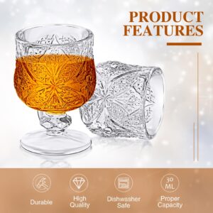 1.75 oz Shot Glasses Set Fancy Cute Shot Glasses Cordial Crystal Shot Glassware Clear Embossed Glass Snifters Drinkware for Wine Sherry Vodka cocktail Beverage Wedding Party Bar Supplies (12 Pieces)