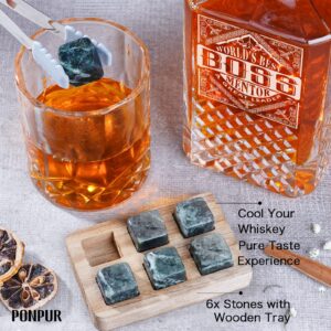 PONPUR Boss Gifts for Men, Decanter Set with Stones & Glasses, Best Boss Day Birthday Gift, Office Farewell Gifts for Boss, Mentor, Manager, Leader, Unique Christmas Presents