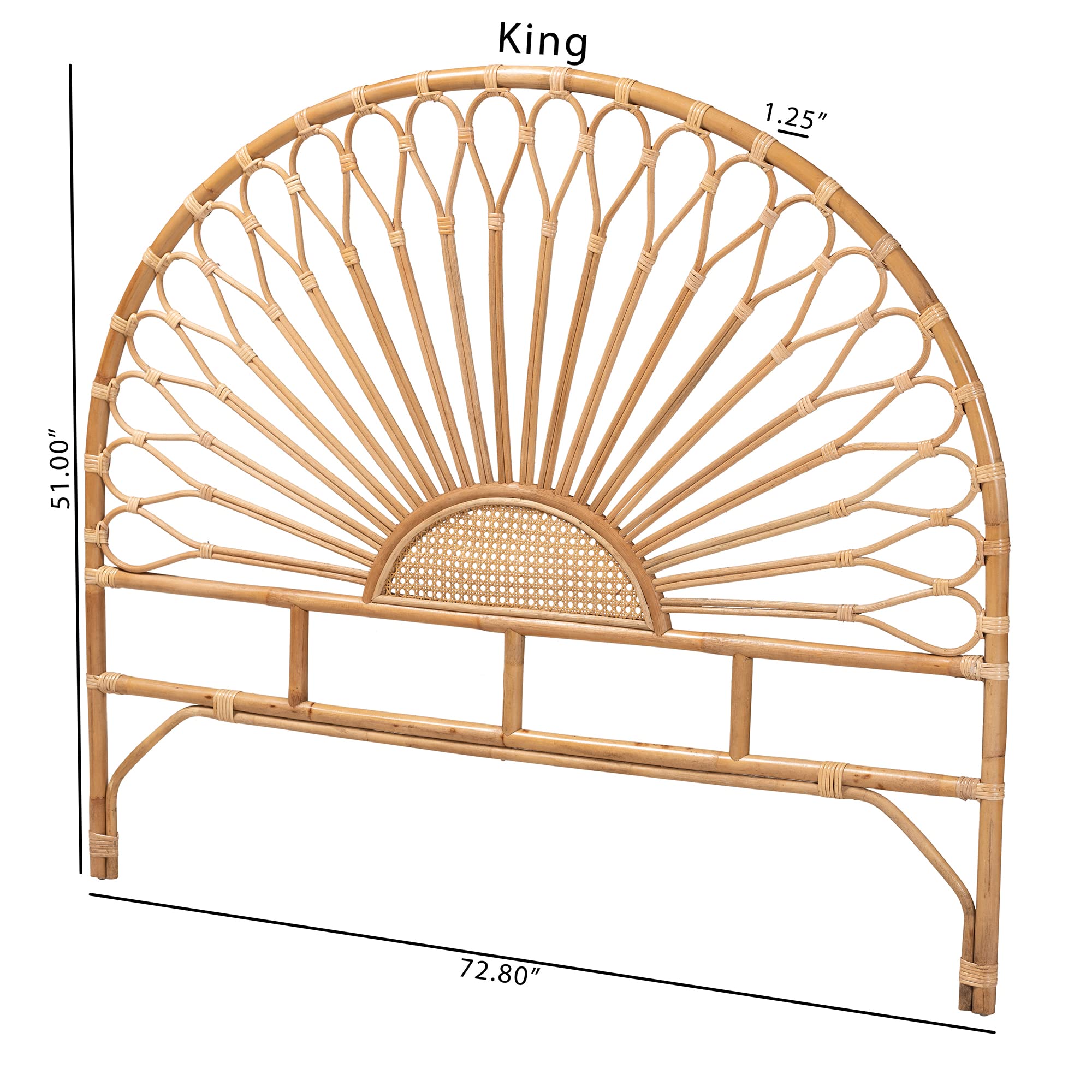 Baxton Studio Perenna Natural Rattan Standalone Headboard, Queen