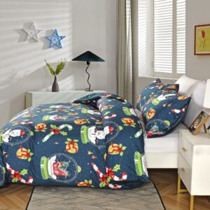 Caurbed Christmas Bedding Christmas Duvet Cover mit 2 Pillowcases Snowman Santa Claus Print Duvet Cover Microfiber Christmas Decoration (Queen, 03)