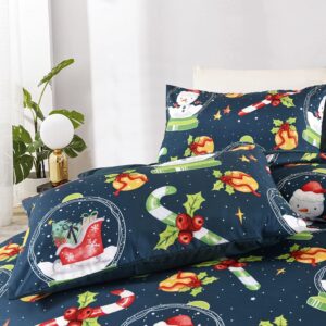 Caurbed Christmas Bedding Christmas Duvet Cover mit 2 Pillowcases Snowman Santa Claus Print Duvet Cover Microfiber Christmas Decoration (Queen, 03)