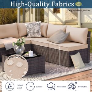 RTDTD Outdoor Patio Cushion Cover Replacement, Outdoor Cushion Slipcovers for Outdoor Furniture Patio Sofa Couch Outside Zipper Design w/5 Seat Cushion Covers and 6 Backrest Pillow Covers(Brown)