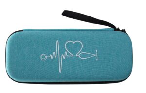 zam imports stethoscope case only carry medical bandage shears emt trauma scissors led penlight and 3m littmann classic iii, lightweight ii s.e, mdf acoustica deluxe stethoscopes (1, aqua)