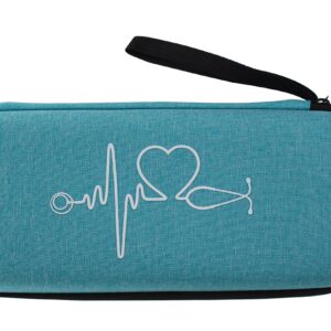 Zam Imports Stethoscope Case Only Carry Medical Bandage Shears EMT Trauma Scissors LED Penlight and 3M Littmann Classic III, Lightweight II S.E, MDF Acoustica Deluxe Stethoscopes (1, Aqua)