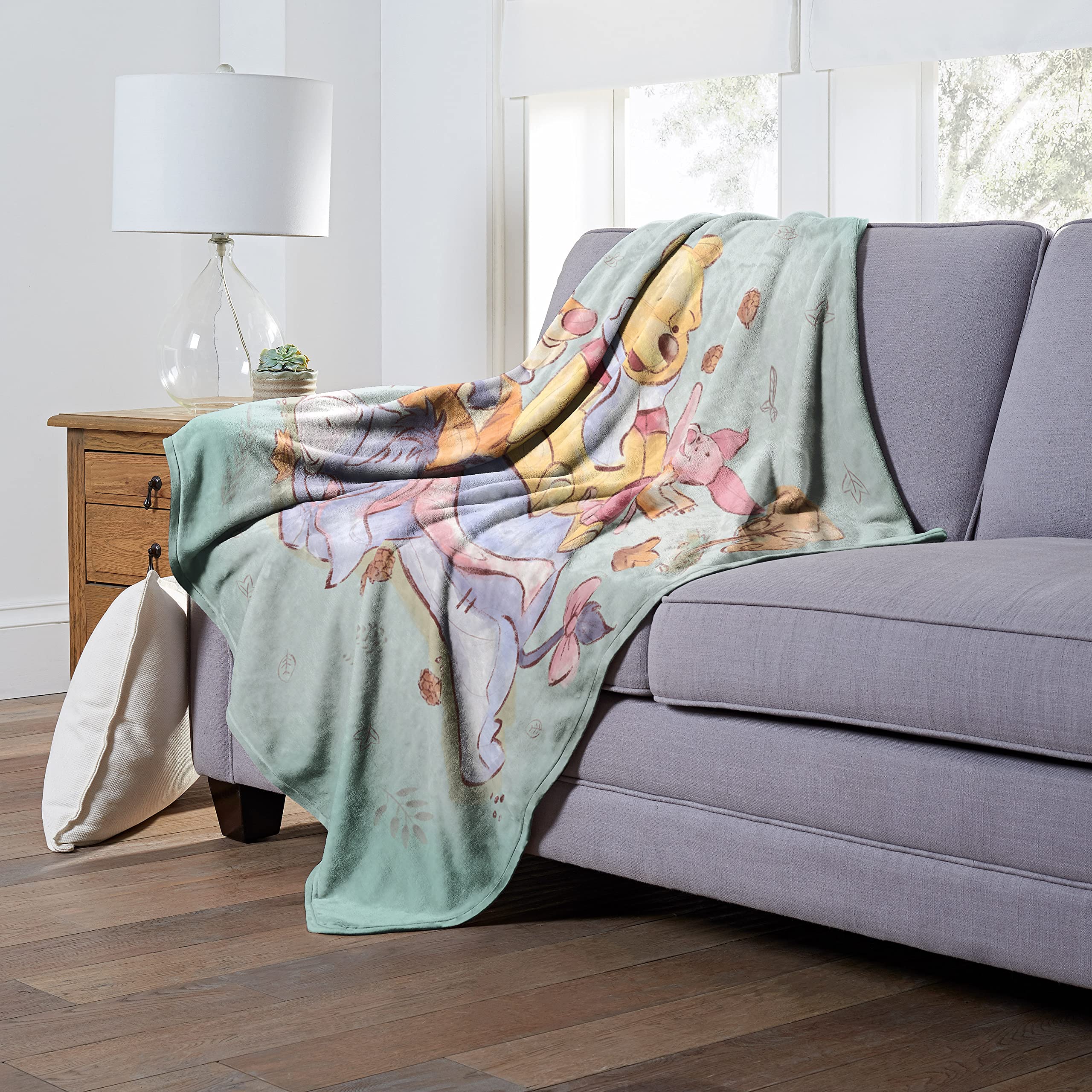 Northwest Winnie The Pooh Silk Touch Throw Blanket, 50" x 60", Autumn Happiness