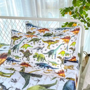 BailiPromise Dinosaur 4 Piece Kids Sheets Queen Size,Jurassic Dinosaur Bedding Sheet Set,Boys Printed Flat Sheet Fitted Sheet with 16" Deep Pocket,100% Microfiber Ultra Soft and Skin Friendly