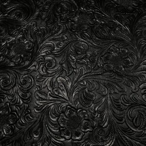 Tooled Faux Leather Western Cowboy, Embossed Vinyl, Craft DIY and Upholstery Pleather Fabric - by The Yard (Black) 54 Inches