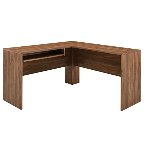 Modway EEI-5703-WAL Venture L-Shaped Wood Office Desk, Walnut