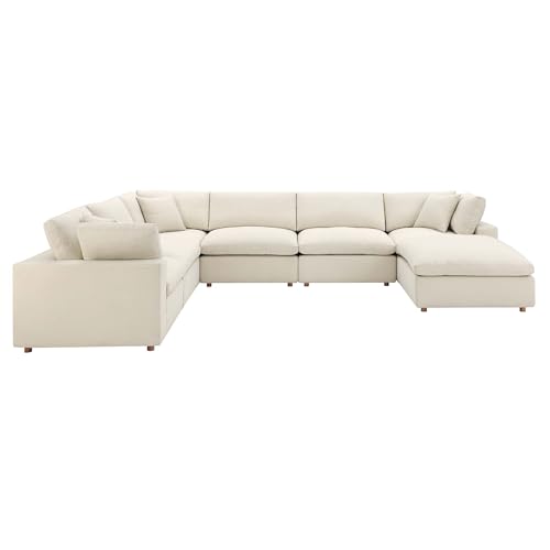 Modway Commix Down-Filled Overstuffed Upholstered 7-Piece Sectional Sofa