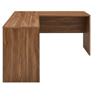 modway eei-5703-wal venture l-shaped wood office desk, walnut