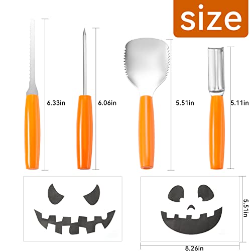 YUET 15PCS Halloween Pumpkin Carving Kit, Professional Sculpting Tools Carving Set, Heavy Duty Stainless Steel, w/Stickers and Carrying Bag, for Adults Or Kids, Halloween Decorations Jack-O-Lanterns