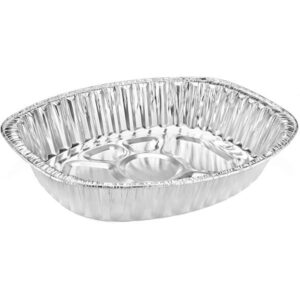 Nicole Fantini Disposable & Durable Extra Large Oval Turkey Roaster Aluminum Pan For Thanksgiving - 100% Recyclable : Perfect for, Baking & Roasting - Along With One Free 3pcs of Basting Set : 2 Pans