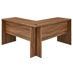 Modway EEI-5703-WAL Venture L-Shaped Wood Office Desk, Walnut