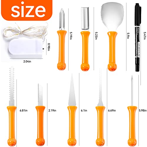 YUET 21PCS Halloween Pumpkin Carving Kit, Professional Sculpting Tools Carving Set, Heavy Duty Stainless Steel, w/Stickers Carrying Bag, for Halloween Decorations Jack-O-Lanterns LED Pumpkin Light