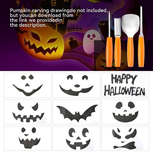 YUET 15PCS Halloween Pumpkin Carving Kit, Professional Sculpting Tools Carving Set, Heavy Duty Stainless Steel, w/Stickers and Carrying Bag, for Adults Or Kids, Halloween Decorations Jack-O-Lanterns