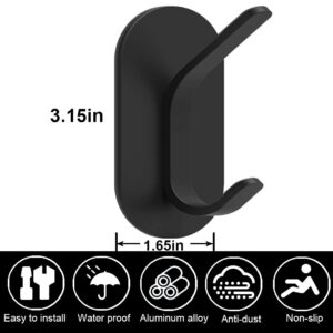 Adhesive Hooks Stick On Hooks - Stainless Steel Waterproof Wall Hangers Heavy Duty Hooks for Hanging Coat/Bathroom Hooks/4 Packs Black